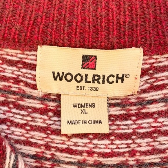 Woolrich 100% Lambs Wool Pullover 1/2 Zip Snowflake Winter Print Sweater XL - Picture 7 of 9